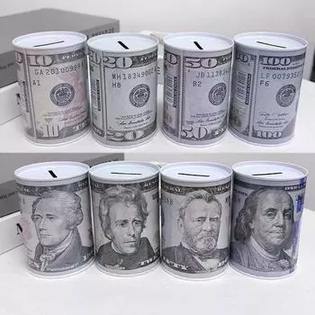 Детская монетница Евро доллар Копилка Сейф Цилиндр Копилка Жестяные депозитные ячейки Подарочные сберегательные банки