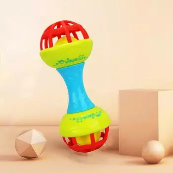 Детская музыкальная игрушка-погремушка для тряски рук, развивающая игрушка-прорезыватель для малышей, гантель