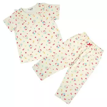 Детская пижама с коротким рукавом Hello Kitty 130 см, впитывающая воду, быстросохнущая, домашняя одежда для сна для детей с местом для имени на бирке 290777 [Sanrio]