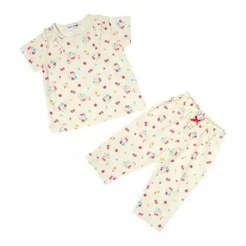 Детская пижама с коротким рукавом Hello Kitty 100 см, впитывающая воду, быстросохнущая, домашняя одежда, пижамы для детей с местом для имени на бирке 290696 [Sanrio]