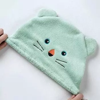 Детская шапочка для душа с мультяшным рисунком, сухая, не линяет, мягкая, без ворса, не выцветает, для волос, полиэстер, хлопок розовый
