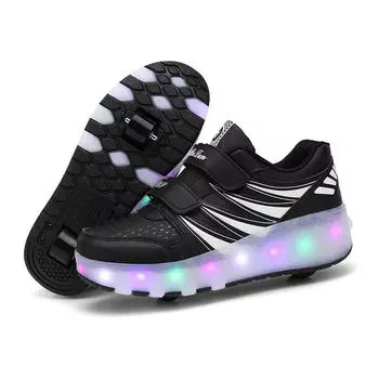 Детская светящаяся обувь USB Runaway Shoes с подсветкой Роликовые коньки для девочек Спорт на открытом воздухе Невидимая студенческая обувь с колесами 27