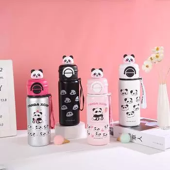 Детская термокружка Panda для школьников, новых мальчиков и девочек, с высоким внешним видом, с двойной трубочкой для питья, с термосом для воды 500ml