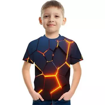Детские 3D-топы для мальчиков, корейская детская одежда, футболка для девочек от 12 до 16 лет, летняя футболка с коротким рукавом для подростков 100CM
