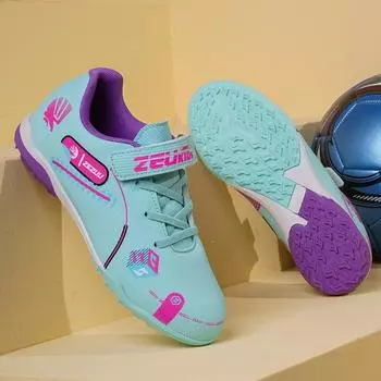 Детские футбольные бутсы Velcro для мальчиков и девочек, tf, сломанные ногти, искусственный газон, для помещений, кожаная обувь для тренировок студентов 29