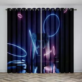 Детские игровые солнцезащитные шторы для мальчиков с ручкой для игры, тонкие шторы, 2 панели, крутые игровые шторы для гостиной, спальни, домашнего декора 100W130H(CM)40x51in&Hook