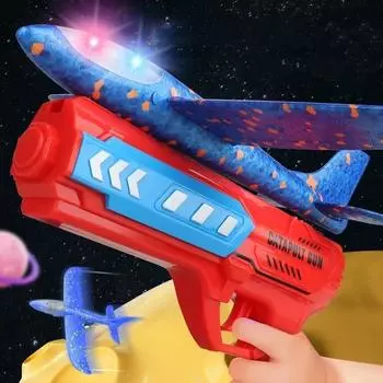 Детские игрушки для запуска самолетов 13,2 светодиодный пенопластовый планер катапульта пушка самолет для детей уличные летающие игрушки подарки на день рождения для мальчиков
