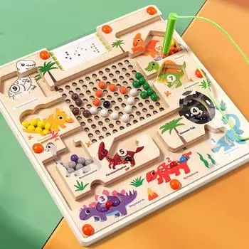 Детские игрушки-головоломки, Деревянный магнитный лабиринт с бусинами для классификации, Детские игрушки для тренировки счета и контроля ручкой One Size зелёный