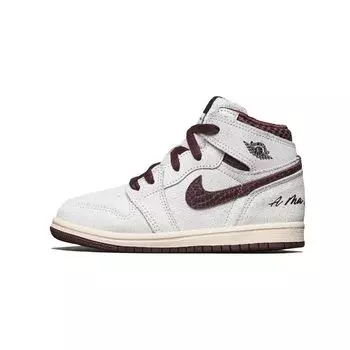 Детские кроссовки A Ma Manire x Air Jordan 1 High OG TD Airness Cream Sail Burgundy-Crush DO7098-100 19.5