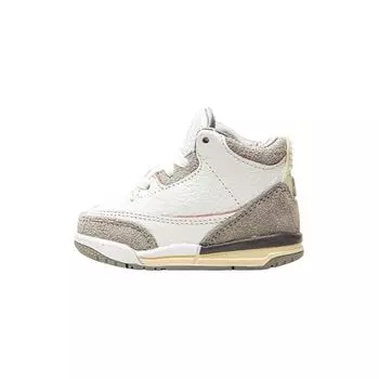 Детские кроссовки A Ma Manire x Air Jordan 3 Retro SP TD Raising By Women Белые, средне-серые, фиолетово-ореховые DJ0719-110 23.5