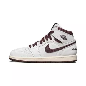 Детские кроссовки A Ma Manire x Air Jordan 1 High OG PS Airness Cream Sail Burgundy-Crush DO7099-100 35