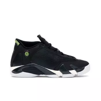 Детские кроссовки Air Jordan 14 Retro BG Indiglo 2016 Black White Vivid-Green 487524-005