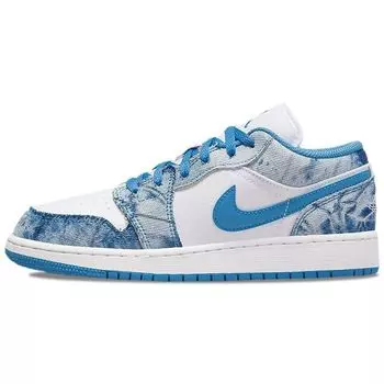 Детские кроссовки Air Jordan 1 Low GS Washed Denim белые голландско-синие DM8947-100 35.5
