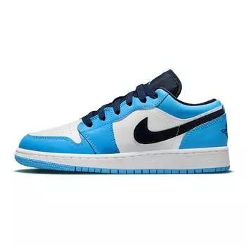 Детские кроссовки Air Jordan 1 Low GS UNC White University-Blue Obsidian 553560-144 35.5