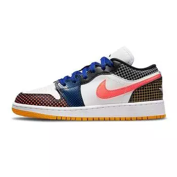 Детские кроссовки Air Jordan 1 Low MMD BG Multi Grid разноцветные белые черные DH7547-100 36