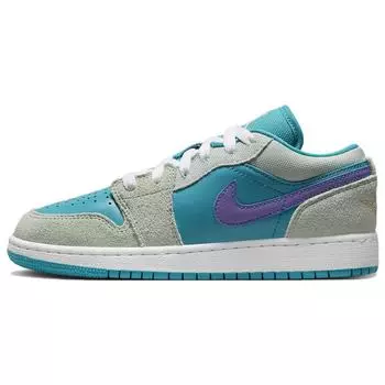 Детские кроссовки Air Jordan 1 Low SE GS Aquatone Concord Blue Pistachio-Frost Psychic-Purple DX4374-300 40