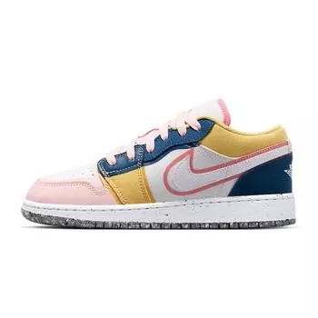 Детские кроссовки Air Jordan 1 Low SE GS Multi-Color Canvas Белый французский-синий топаз-золотой DV1323-100 40