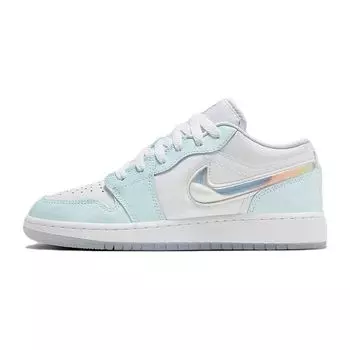 Детские кроссовки Air Jordan 1 Low SE GS Glacier Blue разноцветные белые суперфиолетовые HJ3481-491 36