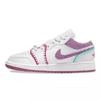 Детские кроссовки Air Jordan 1 Low SE GS Knit White Rush-Pink Washed-Teal DM9037-100 39