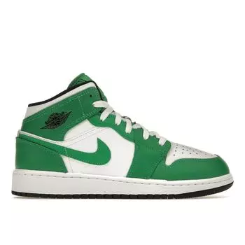 Детские кроссовки Air Jordan 1 Mid GS Lucky Green Black White DQ8423-301 36