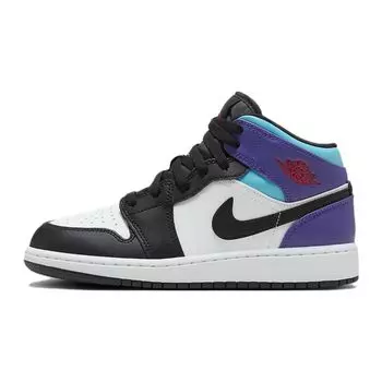 Детские кроссовки Air Jordan 1 Mid GS Aqua White Court-Purple Tropical-Twist DQ8423-154 36