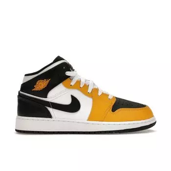 Детские кроссовки Air Jordan 1 Mid GS Yellow Ochre Black White DQ8423-701