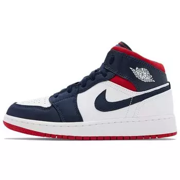 Детские кроссовки Air Jordan 1 Mid GS USA Olympic синие BQ6931-104