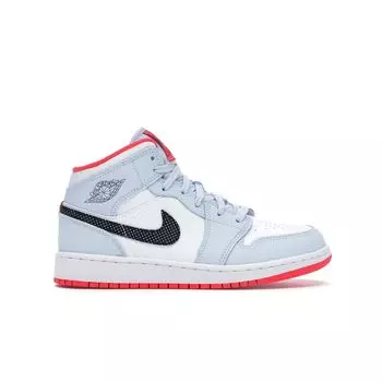 Детские кроссовки Air Jordan 1 Mid GS Half Blue Black White 555112-400