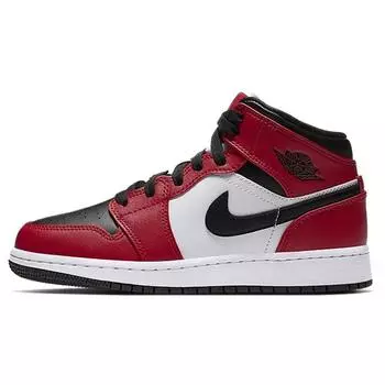 Детские кроссовки Air Jordan 1 Mid GS Chicago Black Toe Red Gym-Red White 554725-069