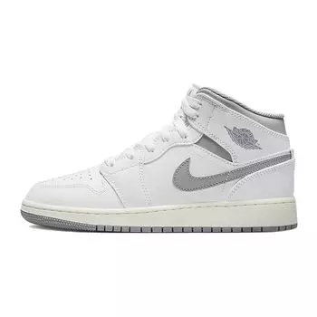 Детские кроссовки Air Jordan 1 Mid GS Neutral Grey White Stealth 554725-135 37.5