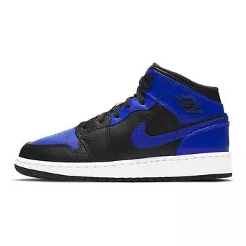Детские кроссовки Air Jordan 1 Mid GS Hyper Royal Синий Черный Белый 554725-077 36