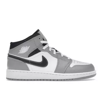 Детские кроссовки Air Jordan 1 Mid GS Light Smoke Grey Белый Антрацит 554725-078 38.5