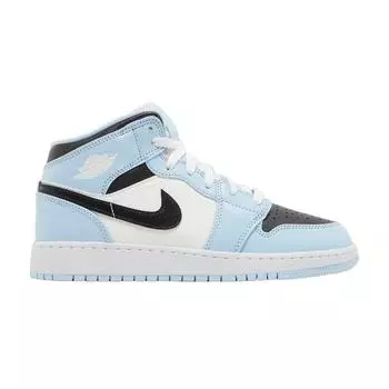 Детские кроссовки Air Jordan 1 Mid GS Ice Blue Black Sail White 555112-401 36.5