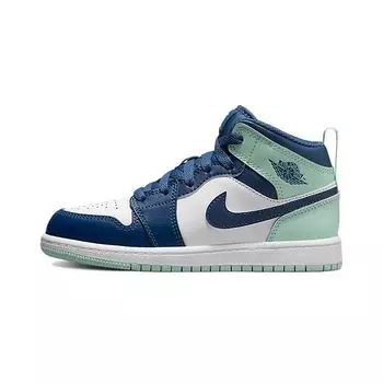 Детские кроссовки Air Jordan 1 Mid PS Blue Mint Mystic-Navy White Mint-Foam 640734-413 29.5
