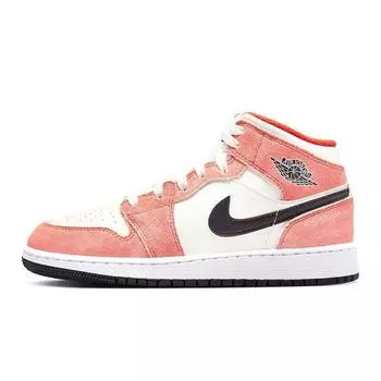 Детские кроссовки Air Jordan 1 Mid SE GS Orange Suede Team-Orange Black Sail DV1336-800 36