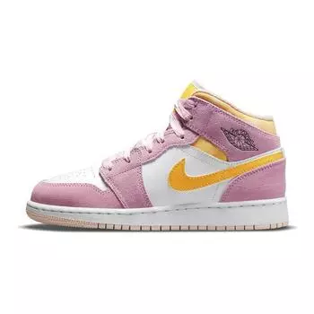 Детские кроссовки Air Jordan 1 Mid SE GS Arctic Pink Light-Arctic-Pink University-Gold White DC9517-600 36.5