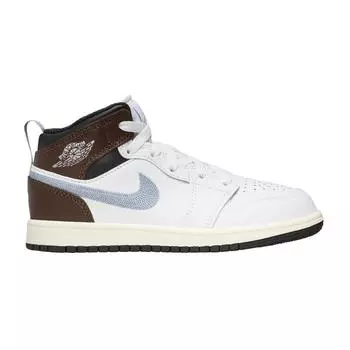 Детские кроссовки Air Jordan 1 Mid SE PS White Blue Grey Black Sail FQ8220-142