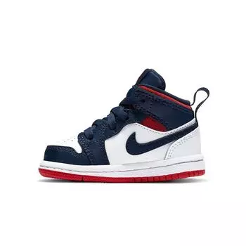 Детские кроссовки Air Jordan 1 Mid SE TD Olympic White Midnight-Navy Metallic-Gold BQ6933-104