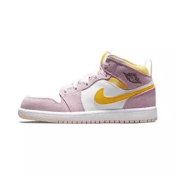 Детские кроссовки Air Jordan 1 Mid SE PS Arctic Pink Light-Arctic-Pink University-Gold White DC9519-600 35