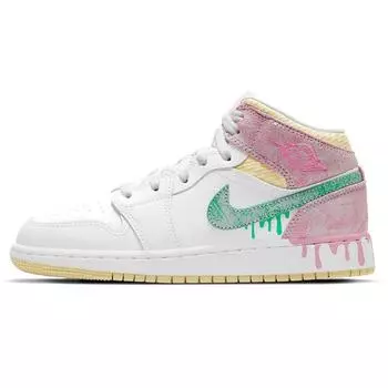 Детские кроссовки Air Jordan 1 Mid SE GS Ice Cream White Arctic-Punch Pale-Vanilla DD1666-100 40