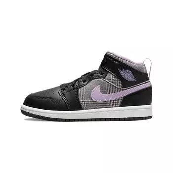 Детские кроссовки Air Jordan 1 Mid SE PS Houndstooth Black Lilac White DC7227-015 30