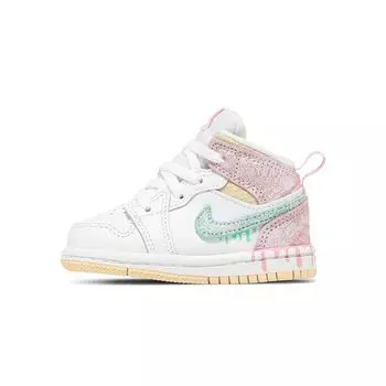Детские кроссовки Air Jordan 1 Mid SE TD Ice Cream White Arctic-Punch Pale-Vanilla DD1668-100 26