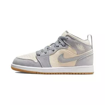 Детские кроссовки Air Jordan 1 Mid SE PS Coconut Milk Particle Grey Cream White DN4345-100 34