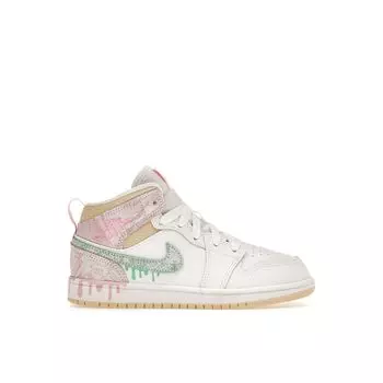 Детские кроссовки Air Jordan 1 Mid SE PS Ice Cream White Arctic-Punch Pale-Vanilla DD1667-100 29.5