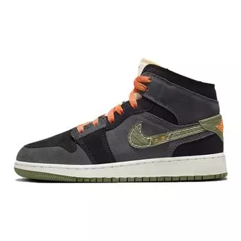 Детские кроссовки Air Jordan 1 Mid SE Craft GS Anthracite Light Olive Green Sky-J-Light-Olive Black FD5847-003 36