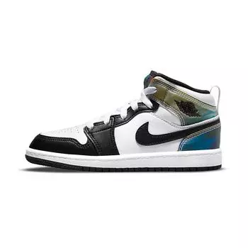 Детские кроссовки Air Jordan 1 Mid SE PS с возможностью изменения цвета, белый, черный DM7803-100 35