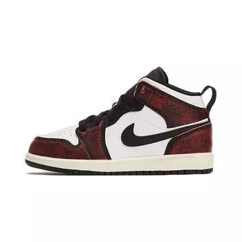 Детские кроссовки Air Jordan 1 Mid SE PS Wear-Away Black White Sail FB0567-006 28.5