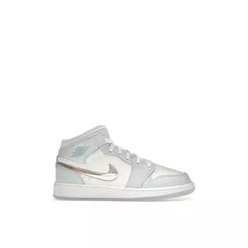 Детские кроссовки Air Jordan 1 Mid SE GS Glitter Swoosh Blue Blue-Tint Summit-White FQ9117-400 36