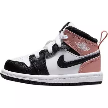 Детские кроссовки Air Jordan 1 Mid TD Rust Pink Белые Черные DQ8425-100 19.5