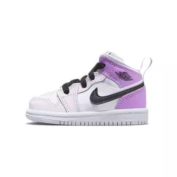 Детские кроссовки Air Jordan 1 Mid TD Barely Grape Purple Black White DQ8425-501 23.5